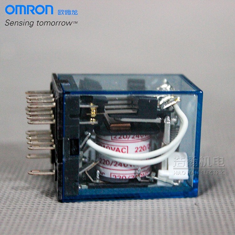 Omron MY4N-J GS-R AC220VDC24V รีเลย์ระดับกลางขนาดเล็ก 8/11/14 เท้าพร้อมฐาน