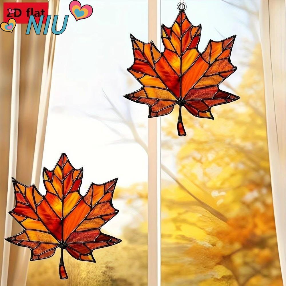 NIUYOUJS Maple Leaf แขวนเครื่องประดับ, 2D การออกแบบแบนแขวนผนัง Maple Leaf Light Catcher, นํากลับมาใช
