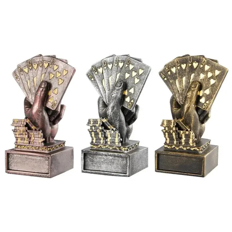 Texas Poker Card Tournament Medal Winner Finger Trophy Casino Cup Poker Game Souvenirs Award Prize H