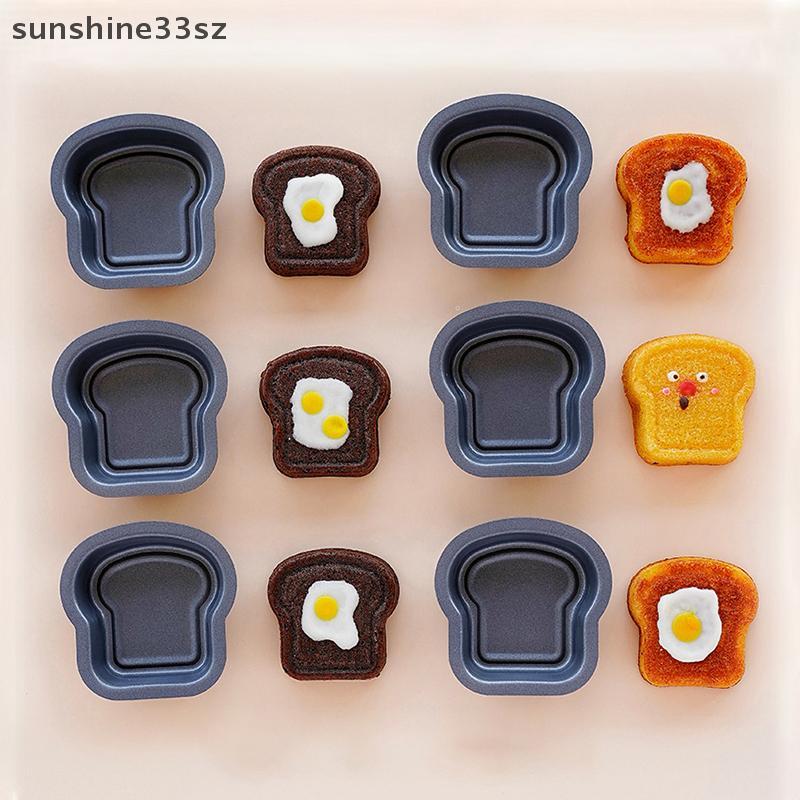 SZE 1/6 ชิ้นขนมปังปิ้งขนมปังรูปแบบเหล็กคาร์บอนเค้กแม่พิมพ์ Madeleine มัฟฟินเค้ก Pan Jam แซนวิชขนมอุปกรณ์ครัว Gadgets N