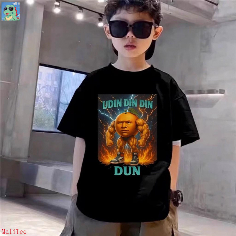 【MaliTee】เสื้อเด็กสำหรับ DOPASHIRT Udin Din Din Dun ตลกอิตาลี Brainrot ยอดยูนิเซ็กส์ ผ้าCotton 100% 