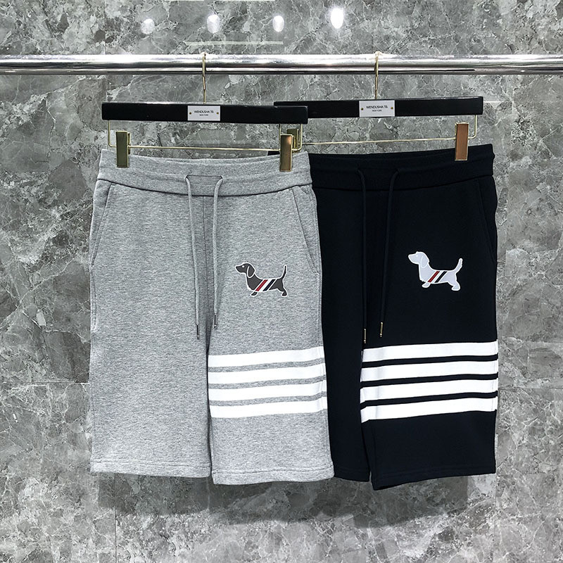 PK3Z thombrowne Four-stripe puppy print pure cotton casual sports shorts, unisex mid-length shorts