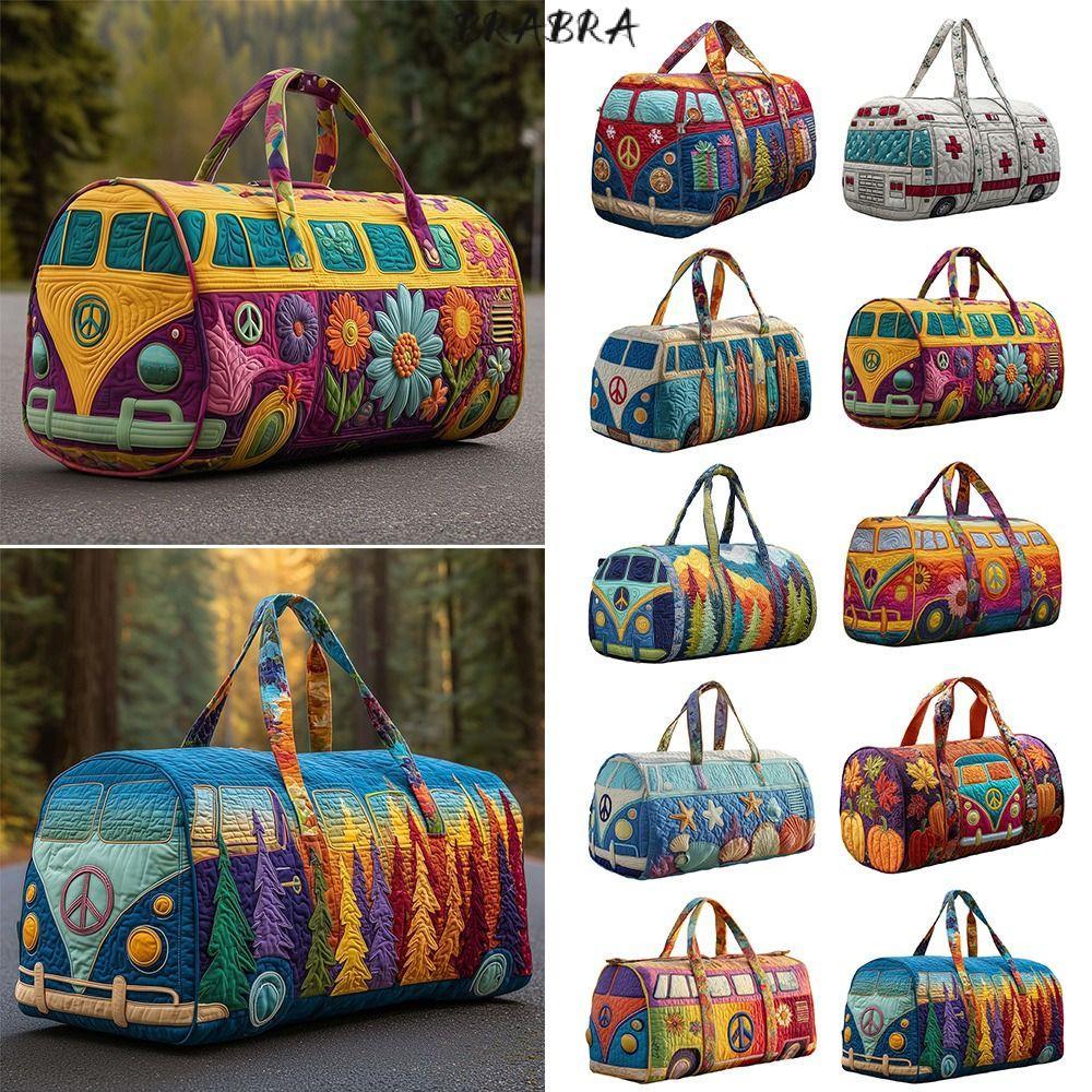 BRABRA Quilted Travel Bag, Quilted Cotton Design Print Yoga Bag, Quilting Craft Hippie Vibe Mushroom
