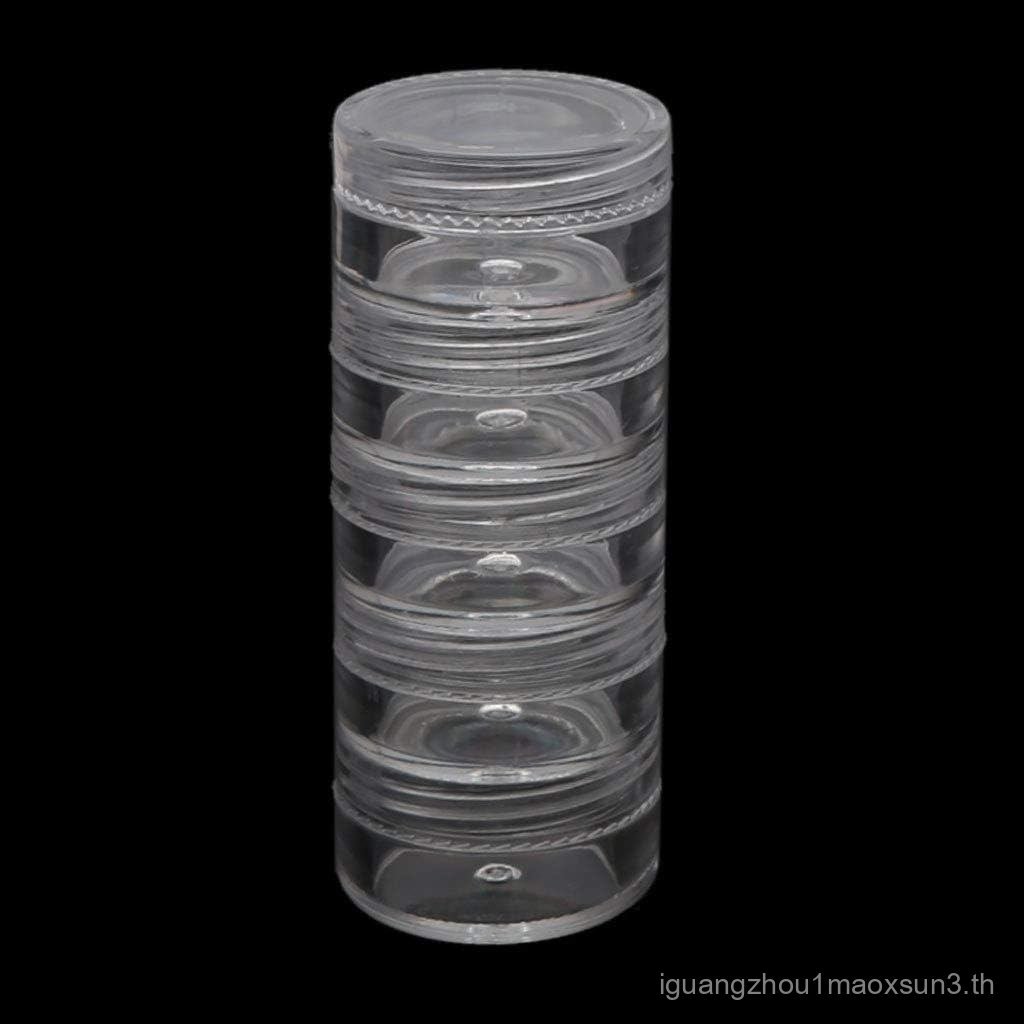 5 Slot Clear Round Storage Jars Art Craft Accessory Organizer Box Jewelry Beads Sewing Pills Contain