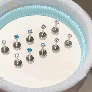 Roselife Unisex 1 คู่ขนาดเล็กคริสตัลสกรูต่างหูผู้หญิงผู้ชายสวมใส่ทุกวันเลือกฟรี Pierced หู Studs เครื่องประดับ