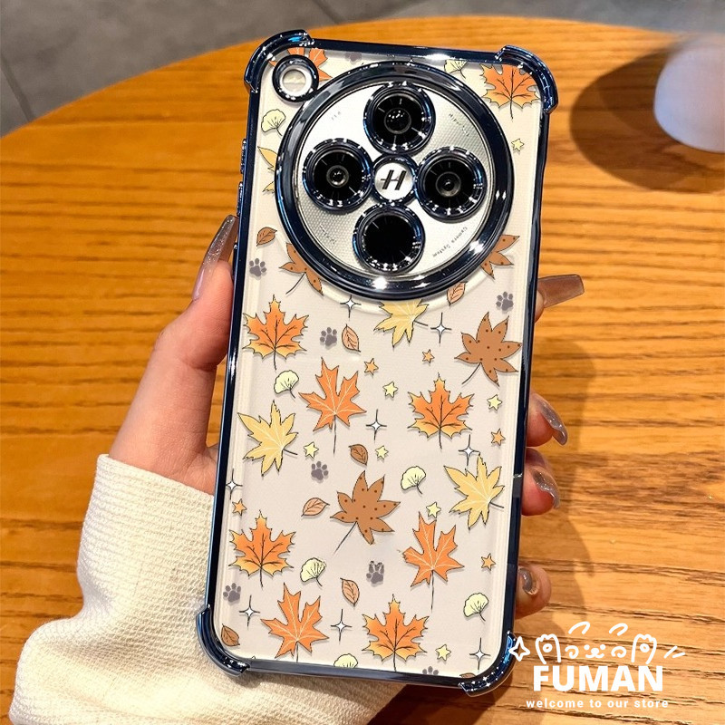 ฤดูใบไม้ร่วง Maple Leaf ชุบกรอบเคสโทรศัพท์สําหรับ Huawei Nova Y91 Y90 Y73 Y63 Y61 5 Pro P50E P30 Lit
