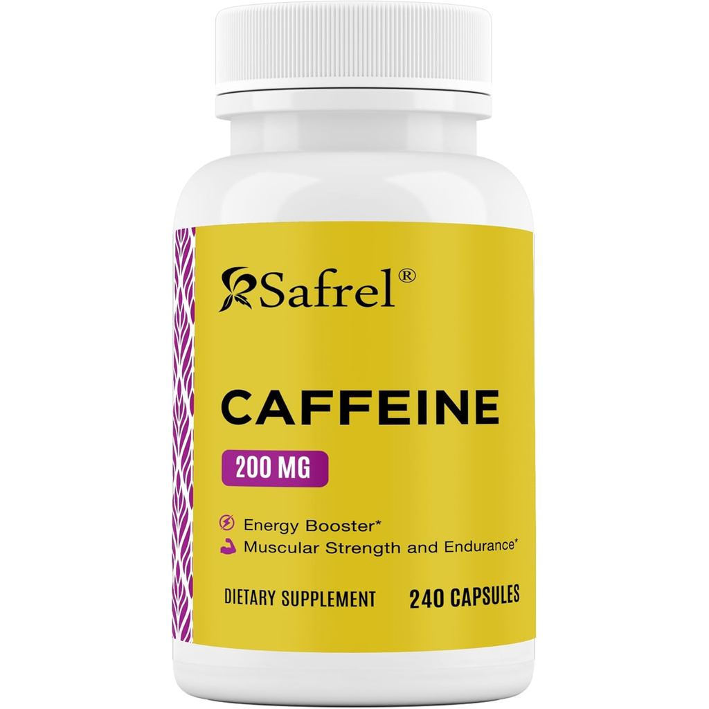 Safrel Caffeine เม็ด200mg,240Capsule-ปลอดกลูเตน,Non-Transgene
