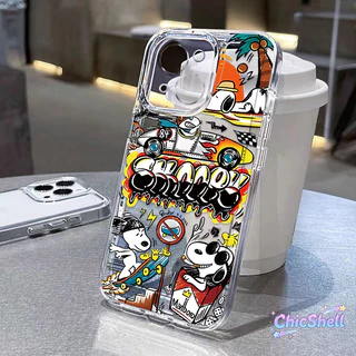 เคสไอโฟน สนูปปี้วันหยุด เคสใส กันกล้อง cho iPhone 11 12 13 14 15 16 ProMax X XR XS Max 7 8Plus-CL