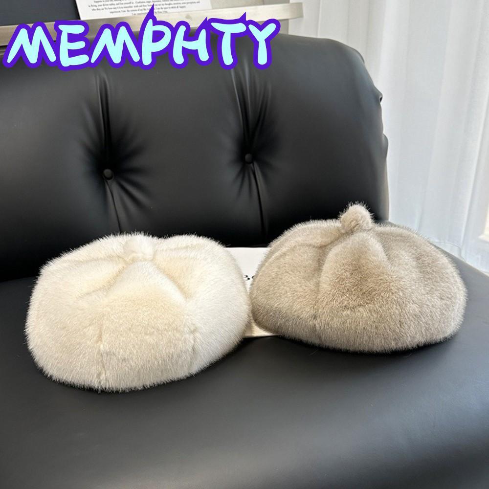 MEMPHTY Beret Hat, Faux Mink Fur Cold Proof Warm Hat, Fashion Thicken Beanies Hat Winter