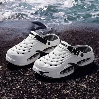 ASHALI ผู้ชายฤดูร้อน Breathable Anti-Slip Toe-Covered รองเท้าแตะกลางแจ้งสวมใส่ยาง Sole กีฬาชายหาดกันกระแทก S