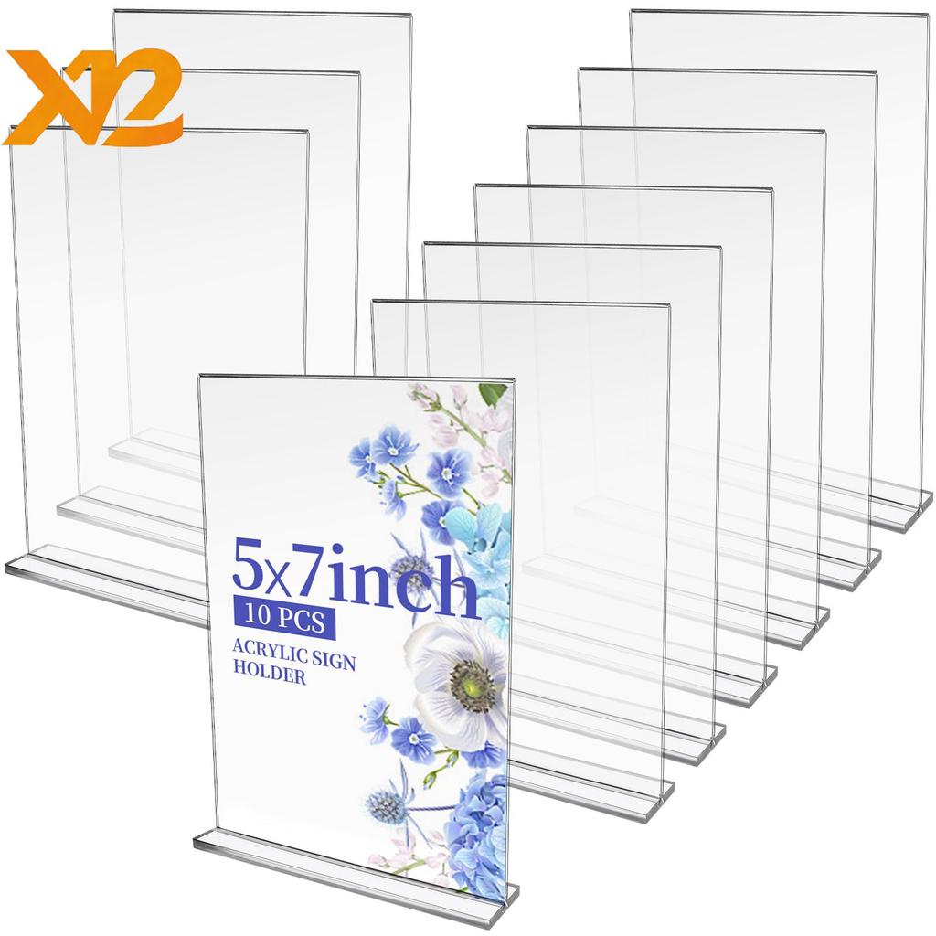 [XXNZMM] GANGBARU 10 Pa 5 X 7 นิ้วผู้ถือป้ายอะคริลิคClearสองด้านแนวตั้งขาตั้งจอแสดงผลTรูปร่างFlyerเม