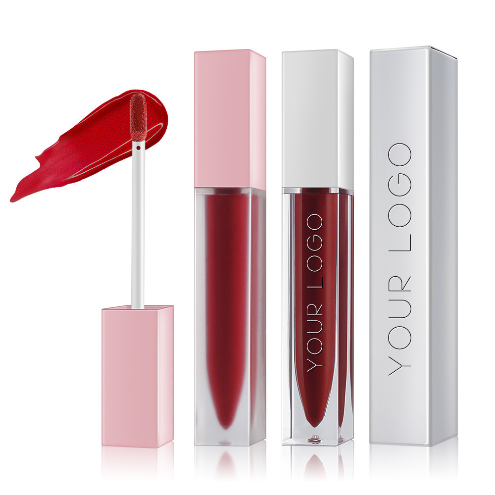 โปร่งใสโปร่งใส Frosted Square Tube Neutral Lip Gloss ลิปกลอส Matte ลิปสติก Bright Moisturizing Lip G