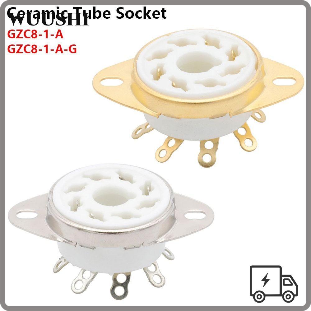 WUSHI 1 ชิ้นฐานวาล์ว, 8Pin K8A PCB Mount เซรามิคซ็อกเก็ต, ทนทานดีบุก-Plated DIY Octal GZC8-1-A GZC8-