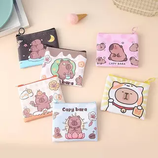 กระเป๋าสตางค์ Capybara ดีไซน์น่ารัก พร้อมการ์ดและศูนย์ กระเป๋าสตางค์ กระเป๋าใส่เหรียญ กระเป๋าเก็บของ พิมพ์ลาย