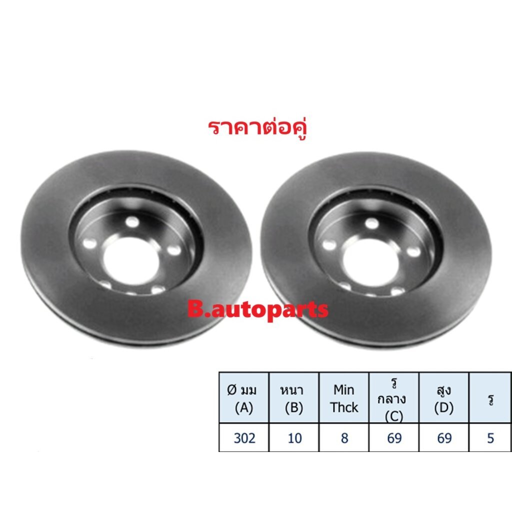จานเบรคหลัง MITSUBISHI SPACE WAGON GRANDIS NA4W NA8W 2.0 2.4 MIVEC 2004-2011 302MM RUNSTOP /คู่