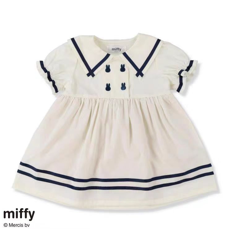 2025 Miffy Rabbit เสื้อผ้าเด็กเด็กผู้หญิงน่ารักแขนสั้นชุดปก 10.11