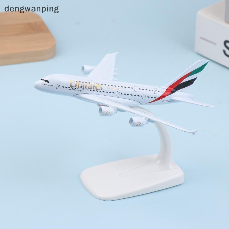 [dingwanping] 1 ชุด Airbus A380 14 ซม.เครื่องบินรุ่น Emirates โลหะจําลองวัสดุโลหะผสมเครื่องบินการบิน