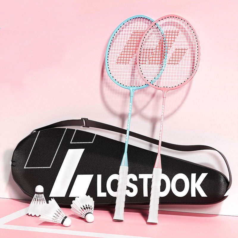 ไม้แบดมินตัน adminton racket แพ็คคู่ ขนาดมาตรฐาน มีรูปร่างที่สวยงามและมีประสิทธิภาพ