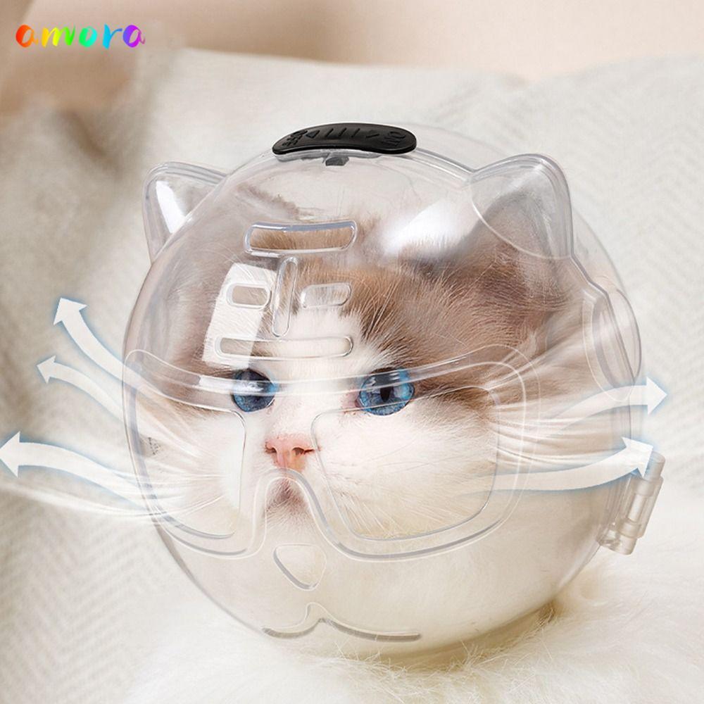 AMORA Breathable Cat Muzzle, Anti-Bite โปร่งใส Cat Muzzle ป้องกัน Space Hood, Cat Grooming อุปกรณ์เส