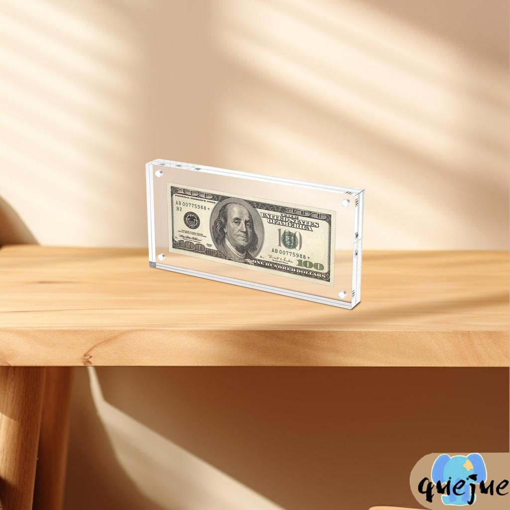 Dollar Bill Frame อะคริลิค Dollar Bill Holder สองด้านโปร่งใสสกุลเงินกรอบแสดง Easy Assembly กรอบเงิน 