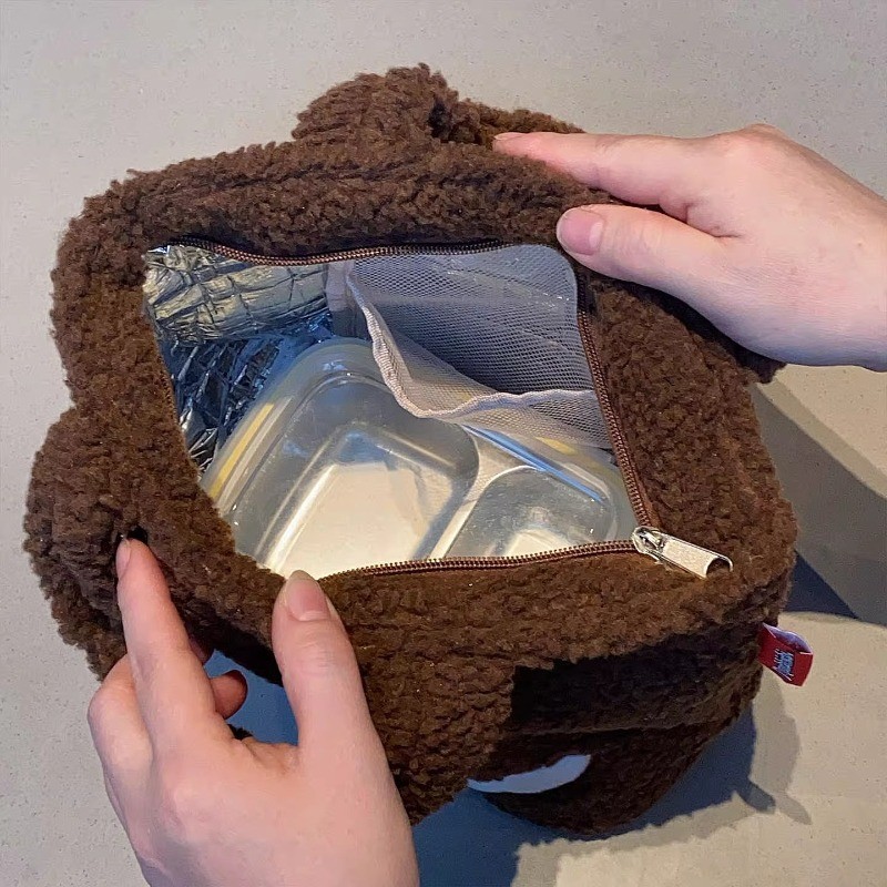 Monkikiki กระเป๋าถือกล่องอาหารกลางวัน Plush bento storage รูปที่ 7
