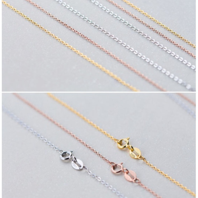 18K gold chain Gold O chain 925 สร้อยคอเงิน CURB Chain ความยาวที่แตกต่างกันผู้หญิงจี้ O Chain ภูมิแพ้ฟรี