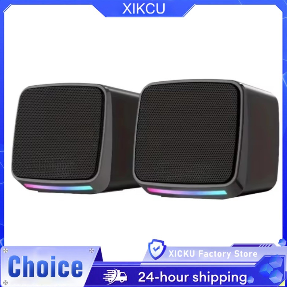 Mini Stereo Sound Speakers With Cool Lights Computer Speakers USB Powered 3.5mm Portable Speakers fo