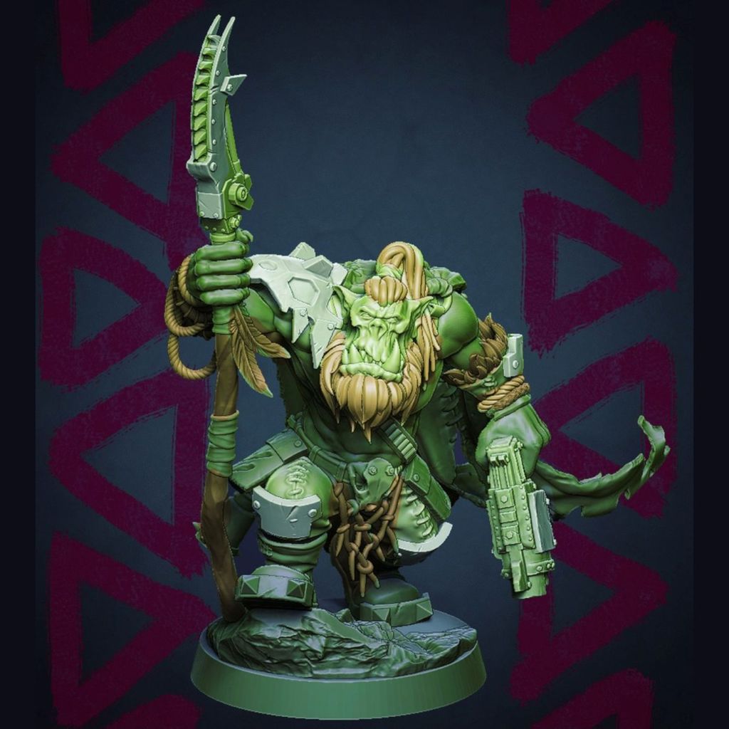 Warhammer Orc Green Skin Hunter A War Chess Board Game Painting DIY 3D Printing 40K สีขาวรุ่น LY9K