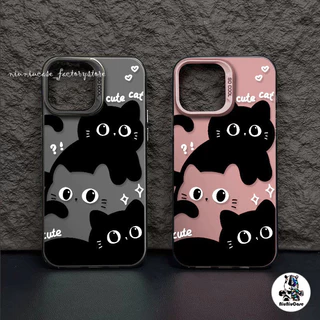 🔥ส่งจากไทย🔥For เคสไอโฟน11/12/13/14/15/16/17 Pro Max Cute Black Cat TPU Matte Case For iPhone 13,14,15,13PM,14PM,15PM เคส