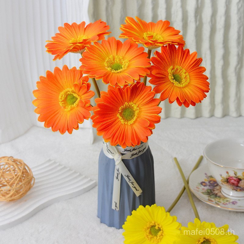 ช่อดอกไม้ปลอม เยอบีร่า ดอกทานตะวัน PU ก้านเดียว ประดิษฐ์ เดสก์ท็อป ตกแต่งบ้าน งานแต่งงาน หน้าแรก