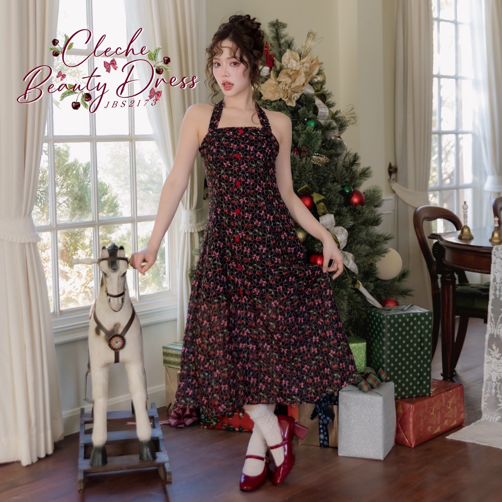 #JBS2173 Cleche Beauty Dress (Black Christmas)