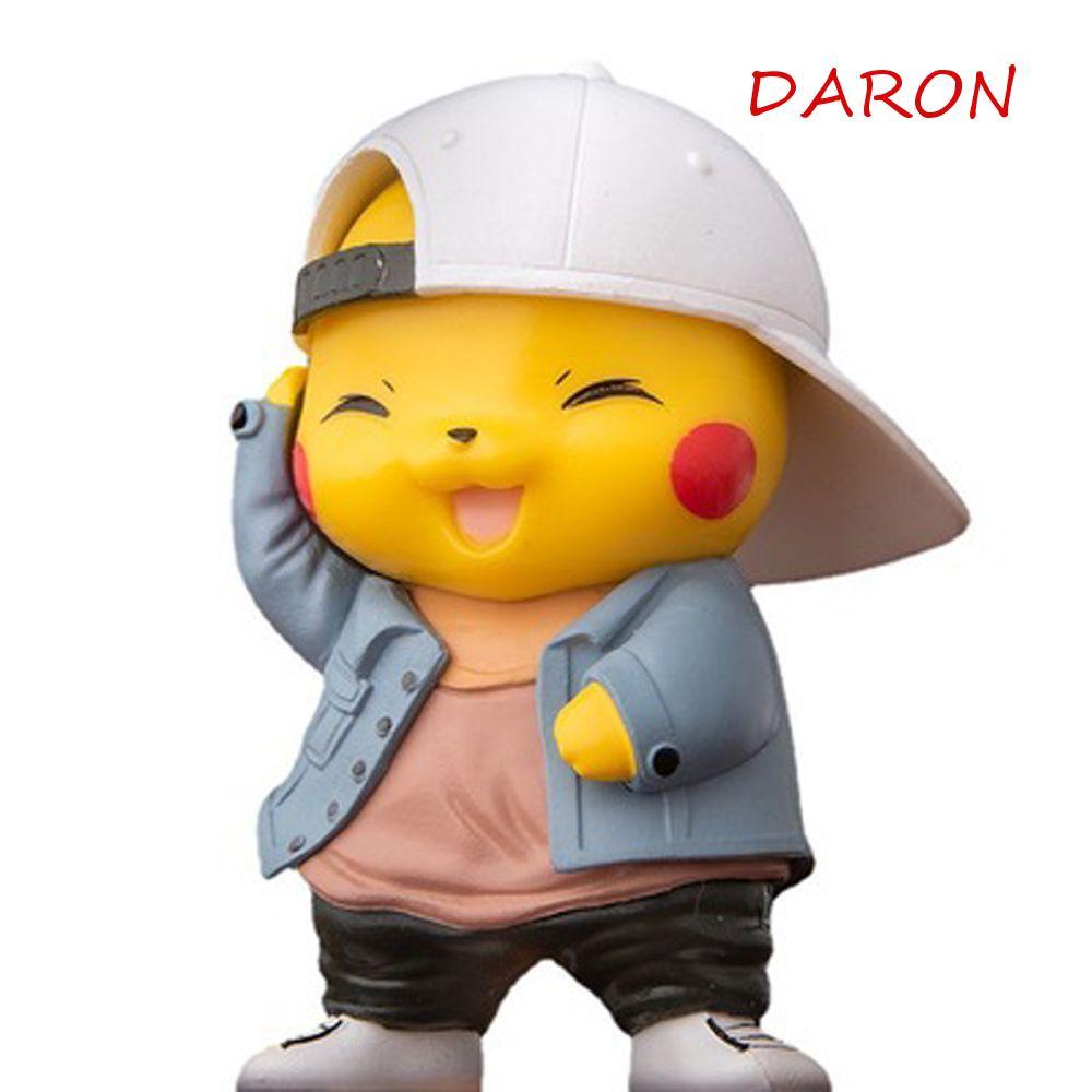 DARON Pikachu Action Figure สําหรับเด็กตกแต่งรถคอสเพลย์ Pikachu 8 ซม.PVC Denim เสื้อผ้า Pikachu