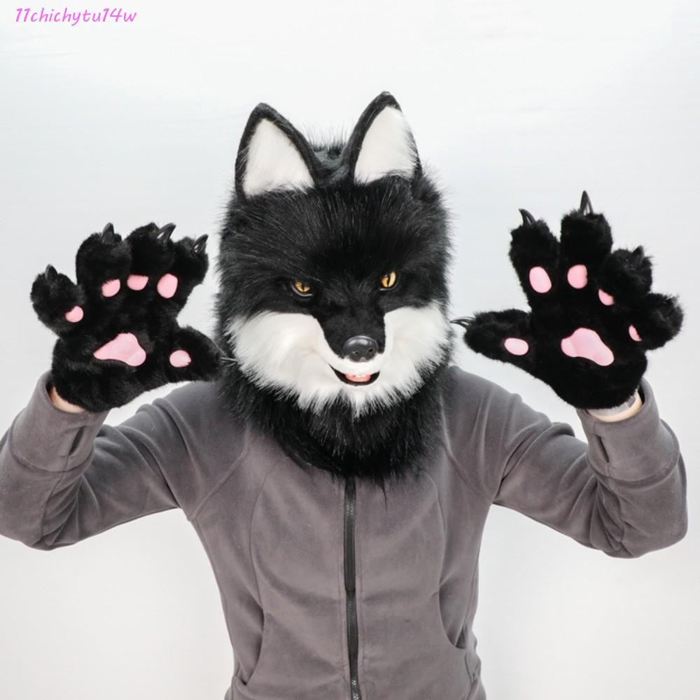 CHICHYTU14W ถุงมือลายพู่พวงน่ารัก แบบสัตว์ claws mittens สำหรับคอสเพลย์