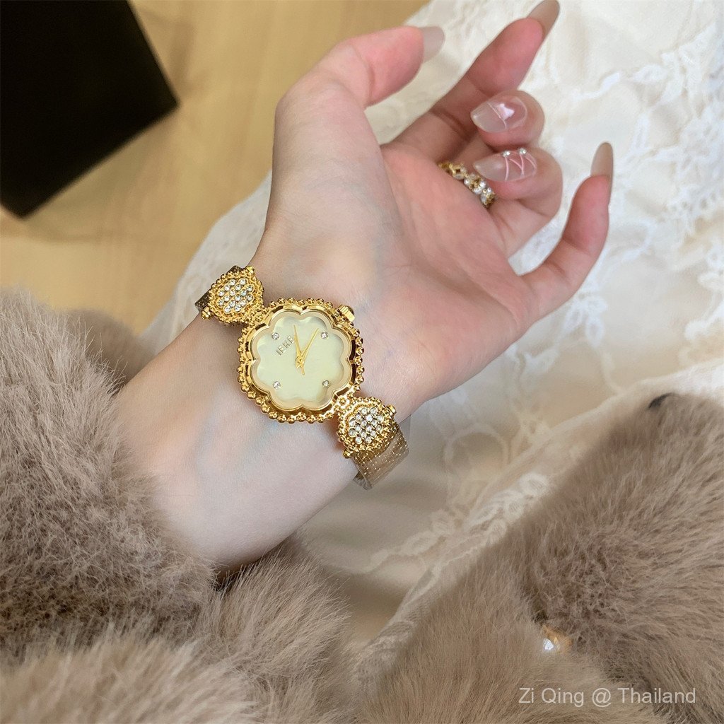 IEKE Camellia Mesh Strap Watch นาฬิกาผู้หญิงอารมณ์ระดับไฮเอนด์ | Mother-of-Fritillus Dial Retro Cour