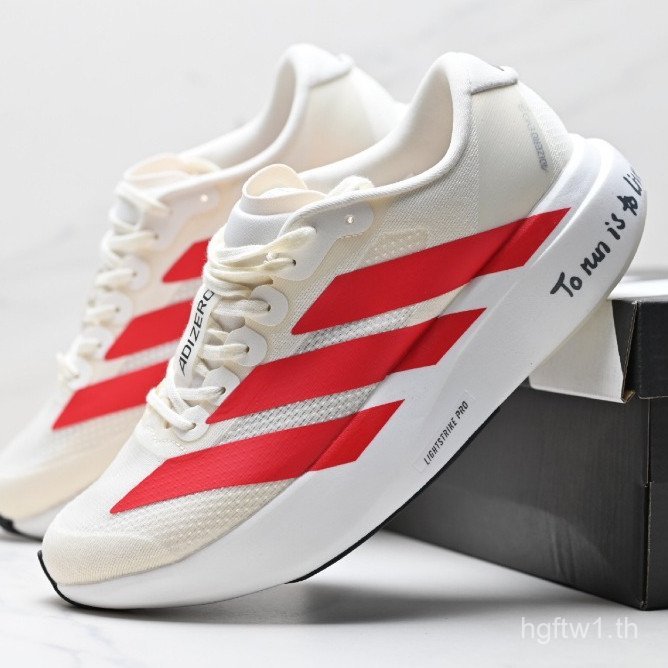 รองเท้าวิ่ง Adidas Adizero Evo SL สีขาวและแดง ดีไซน์เรียบหรูกันลื่นสวมใส่สบายแบบ_low-top_2CKF
