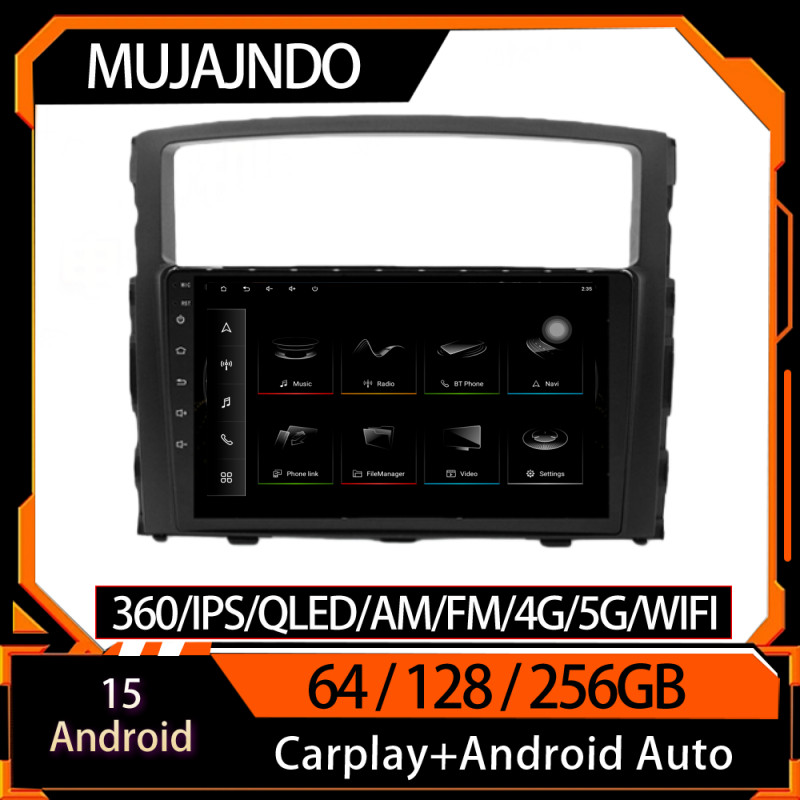 MUJAJNDO 9 นิ้วสําหรับ Mitsubishi pajero 2006-2011 android15 64 128 256GB เครื่องเสียงรถยนต์ headvoi