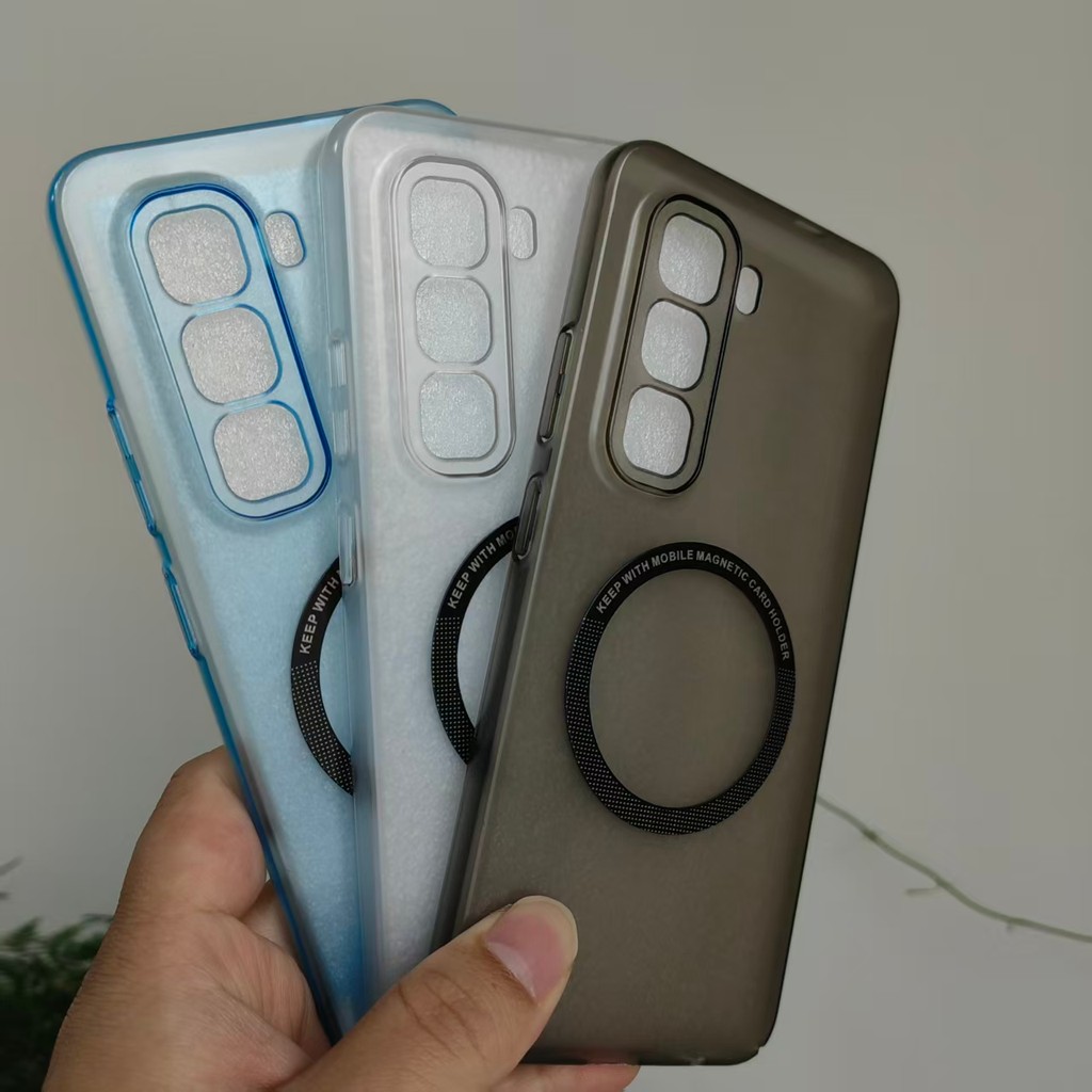 สําหรับ Tecno Infinix Hot 50 60 Pro 4G Ultra Thin Matte โปร่งใส Hard Magnetic Absorbation ไร้สายชาร์จกลับฝาครอบโทรศัพท์กรณี