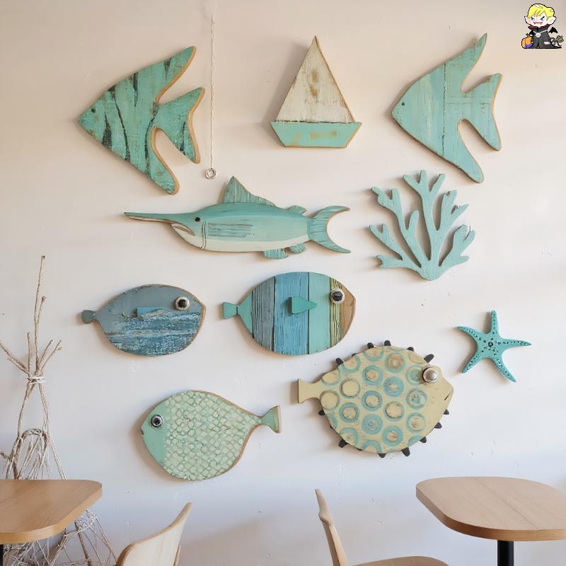 [CLA] 10 ชิ้น/เซ็ตปลาตกแต่งผนังปลาไม้แขวนธีมชายหาดห้องน้ําศิลปะ Nautical Coastal Ocean ตกแต่งบ้าน [TH] ราคา ถูกที่สุด ดีลบีเคเค