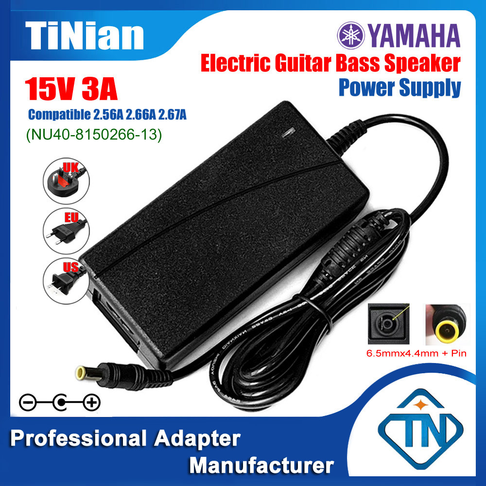 อะแดปเตอร์พาวเวอร์ซัพพลาย 15V 3A สําหรับกีตาร์ไฟฟ้า เบส 2.56A 2.66A 2.67A AC DC YAMAHA THR10II TSX-70 TSX-W80 TSX-140 TSX-B72