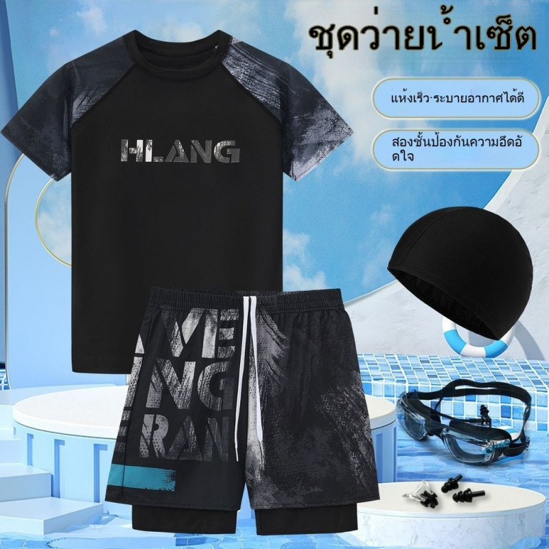 ชุดว่ายน้ำสูทผู้ชายสไตล์ใหม่ Anti-Embarrassment สำหรับคน:sizeใหญ่ - รูปที่ 2