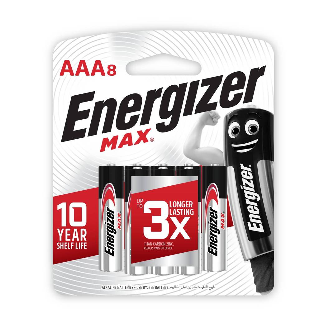 ถ่านอัลคาไลน์ Energizer Max AAA แพ็ก 8 ENERGIZER ALKALINE MAX E92 BP8 AAA