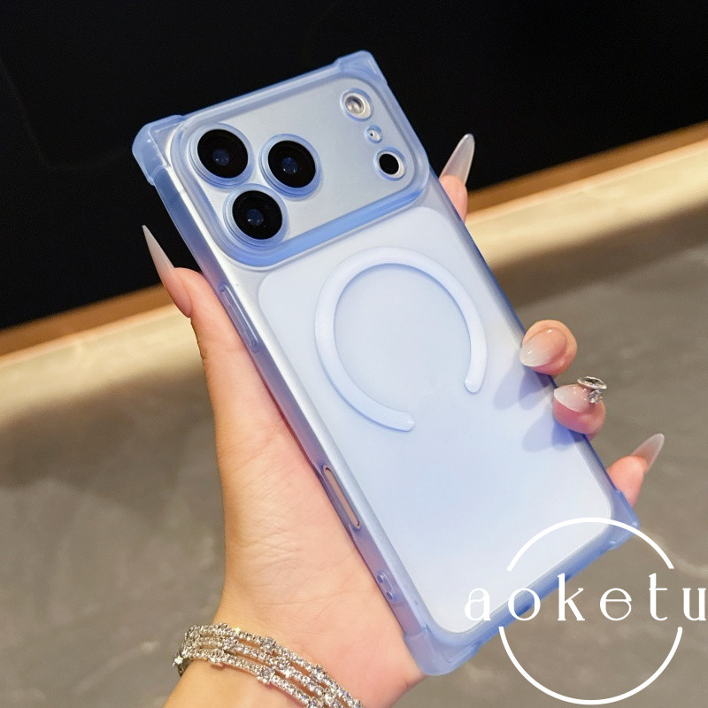 เหมาะสําหรับ iPhone 17promax เคสโทรศัพท์สี่เหลี่ยม 17Air Apple 16pro สี่มุมป้องกันการตก 15pro เคสนิ่มแม่เหล็ก 13promax frosted โปร่งใส 16 PLUS พร้อมฝาครอบฟิล์มเลนส์