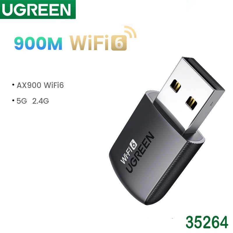 UGREEN 35264 WiFi-6 AX900 900Mbps WiFi Adapter 5G 2.4G Dual Band WiFi Dongle for PC Laptop
