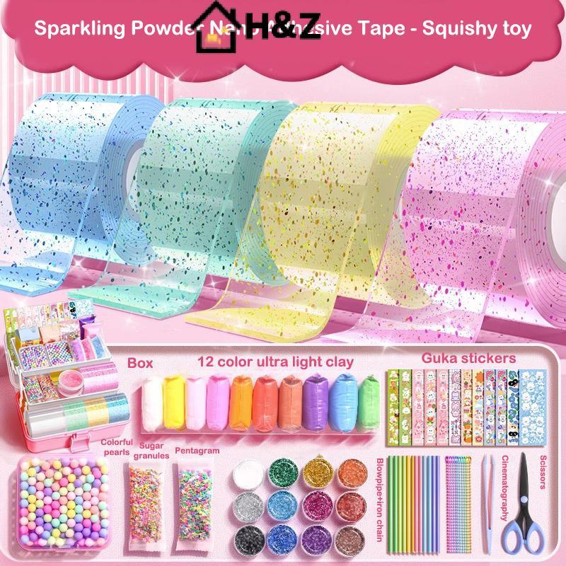 H&Z DIY Craft Pinch Making Blowable Bubble Tape Non-marking กาวสองหน้าสีแบบใช้ซ้ําได้เทปสูง