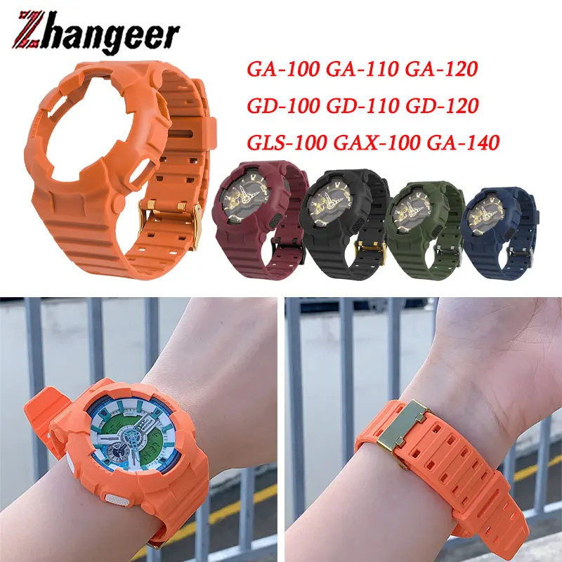 ยางเรซิ่น Watchand สําหรับ Ca--sio GA-100 GA-110 GA-120 GD-100 GD-110 GD-120 GLS-100 GAX-100 GA-140 