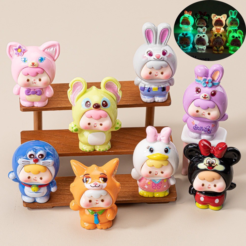 8 ชิ้นเรืองแสงในที่มืด Dis Ney สัตว์เด็ก 3D เรซิ่น Charms สําหรับ DIY
