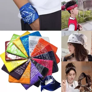 ผ้าเช็คหน้าวินเทจ L06 ขนาด 55x55 cm คาวบอย ฮิปฮอป แฟชั่นยอดนิยม สีสันสดใส ลายลูกน้ำ