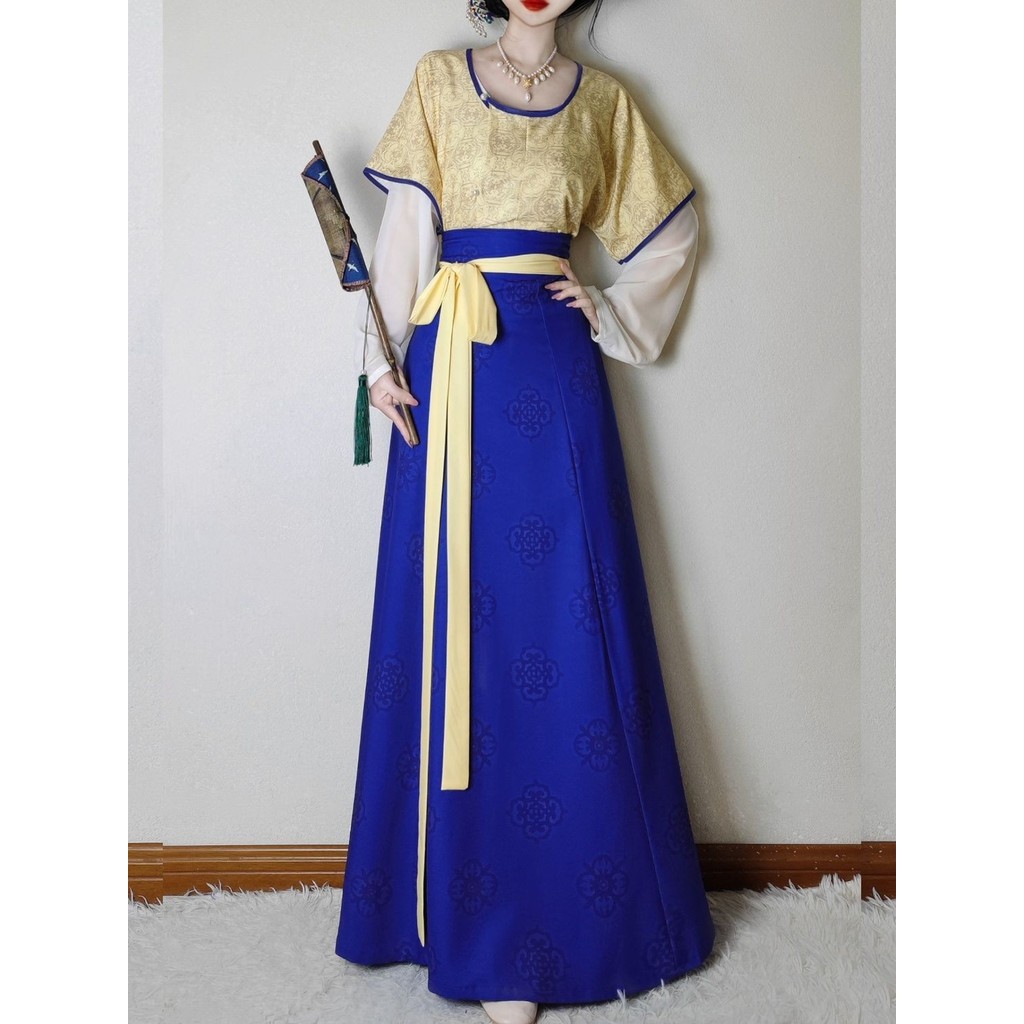 T Tang Han Jin ฤดูใบไม้ผลิโบรเคด Hanfu Tang Yuzi เสื้อคอกลมทุกวันกระโปรงแปดหักชุดพร็อพฤดูใบไม้ผลิ