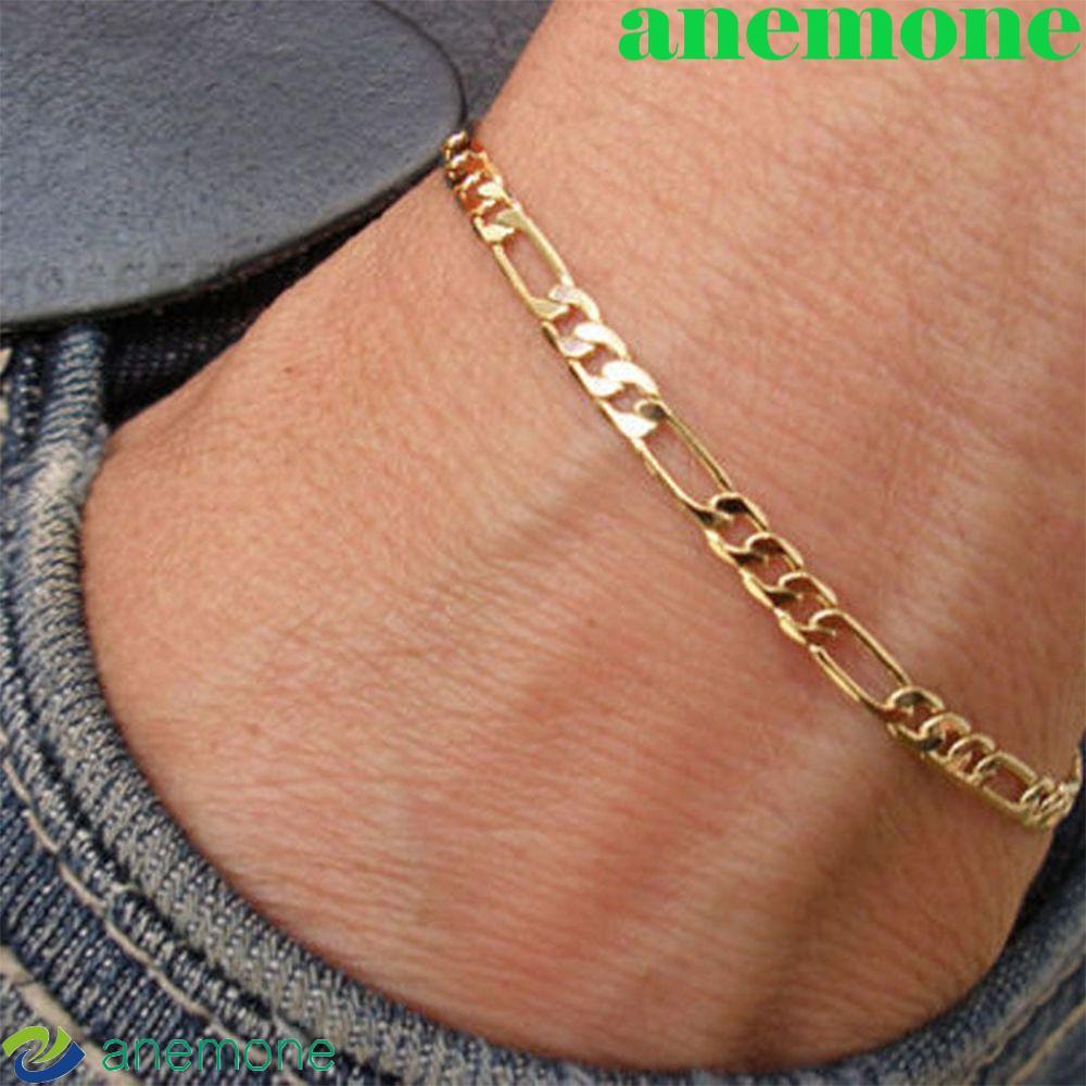 ANEMONE Anklet Simple Link Figaro Foot Chain Men Alloy Wide:3mm Jewelry