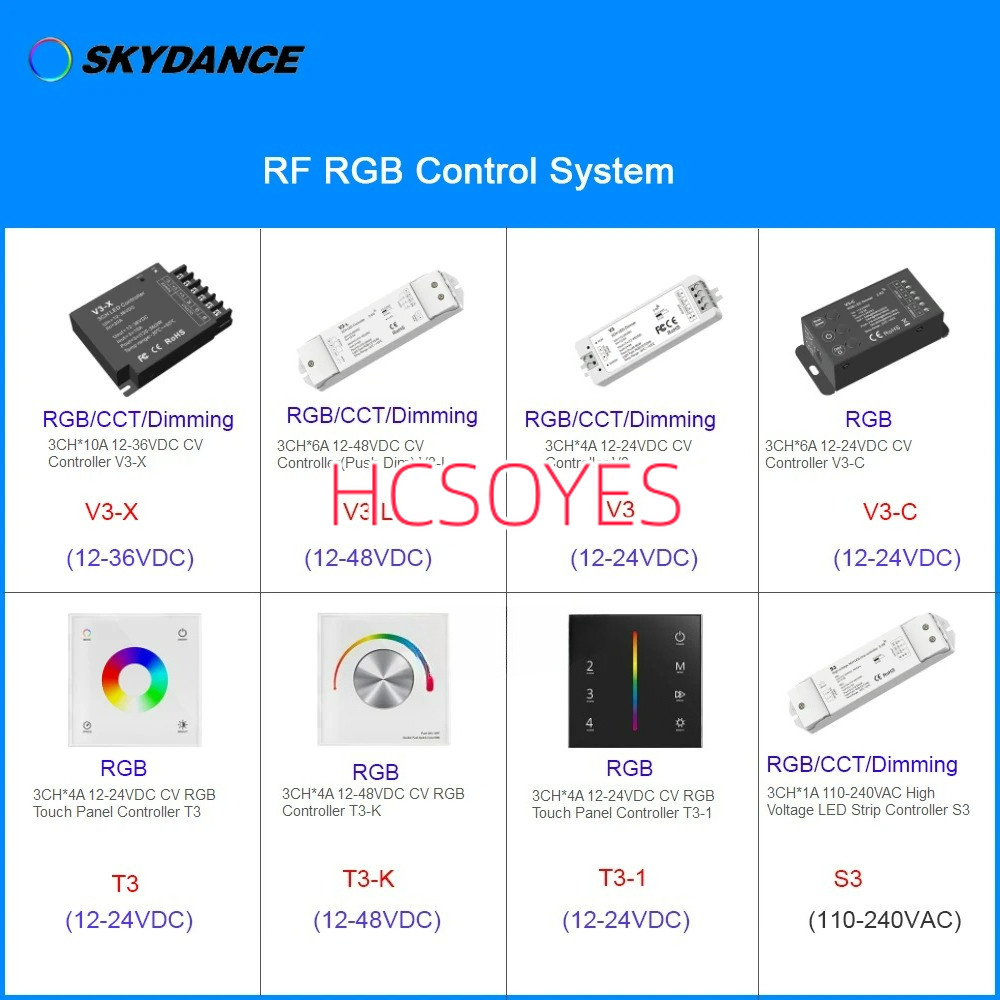 Skydance RGB led Controller Series RF RGB แผงสัมผัสสวิตช์หรี่ไฟสําหรับ RGB LED strip light